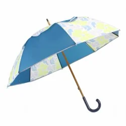 Parapluie Passvent série limitée bleu et fleurs d'hibiscus vertes