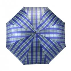 Parapluie série limitée tartan bleu azur et argent long