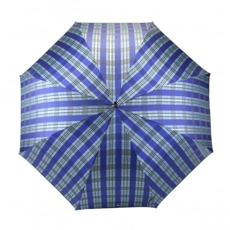 Parapluie série limitée tartan bleu azur et argent long