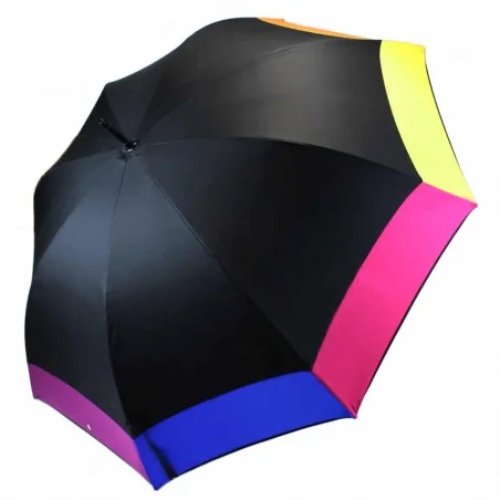 Parapluie noir et bord multicolore golf