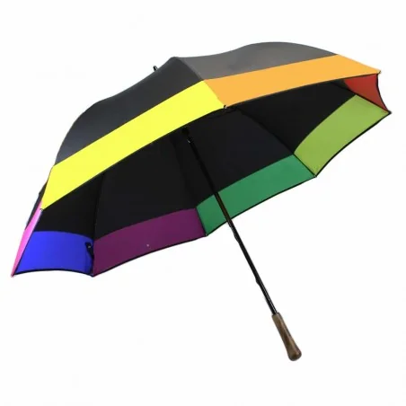 Parapluie noir et bord multicolore golf