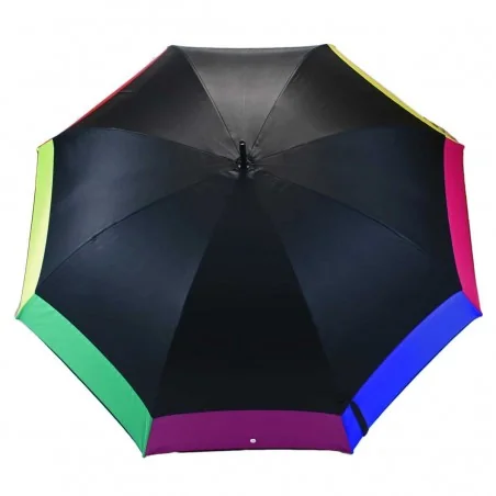Parapluie noir et bord multicolore golf