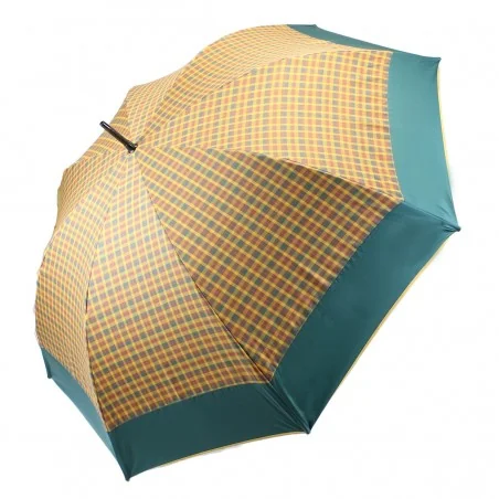Parapluie écossais moutarde et bord vert golf