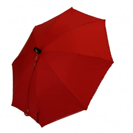 Red children's umbrella with heart bias, sideways