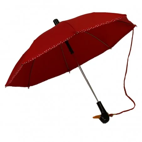 Children's red umbrella with heart trim, open