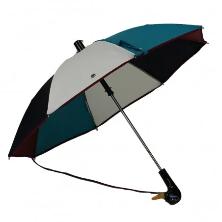 Children's umbrella, blue, burgundy and white, open