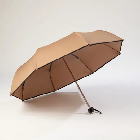 Mini-Regenschirm, braun, von vorne geöffnet