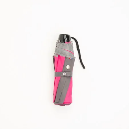 Mini-Regenschirm grau und rosa geschlossen