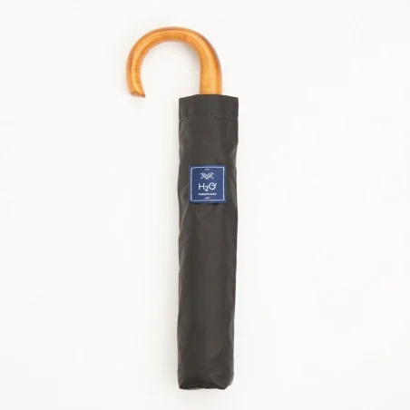 Navy blue folding umbrella in its case