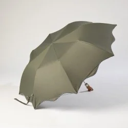 parapluie pliant kaki à pois, ouvert de coté