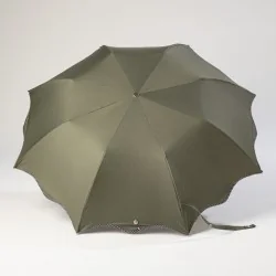 parapluie pliant kaki à pois ouvert