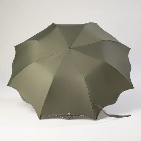 parapluie pliant kaki à pois ouvert