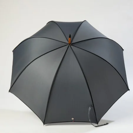 Stockschirm, grau mit schwarzer Einfassung, offen