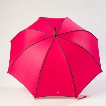 Stockschirm in Rosa und grauer Einfassung, offen