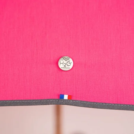 Stockschirm in Rosa mit grauer Einfassung, Detail
