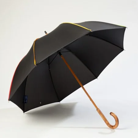 Stockschirm, schwarz, mehrfarbig, vorne offen