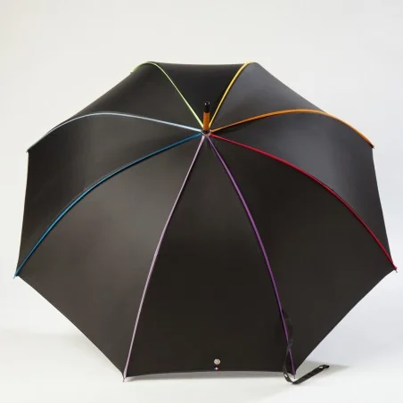 Stockschirm, schwarz, mehrfarbig, geöffnet