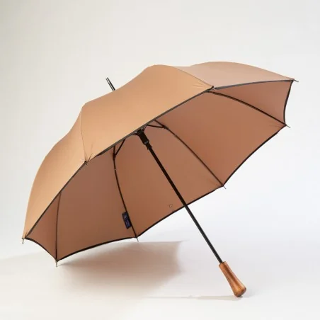 Automatischer Regenschirm, braun, von vorne geöffnet