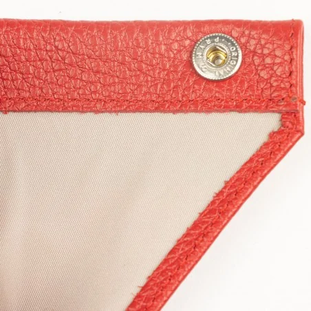 Lederhülle aus Pomodorro und schwarzem Leder für Mini-Regenschirm, Innenseite