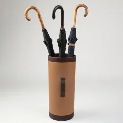 Umbrellas in the leather umbrella stand