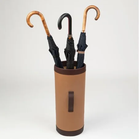 Umbrellas in the leather umbrella stand