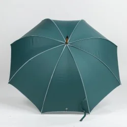 Parapluie Canne Vert Gansé de Gris, ouvert