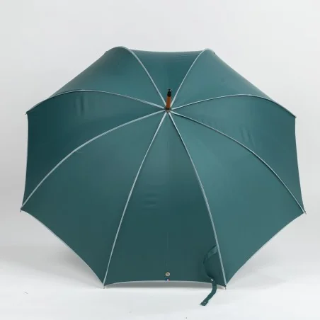 Parapluie Canne Vert Gansé de Gris, ouvert