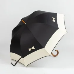 Black walking umbrella with ivory knots, side opening
