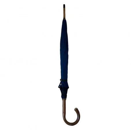 Solid-stick umbrella in Oxford Blue with Curved Handle, Closed