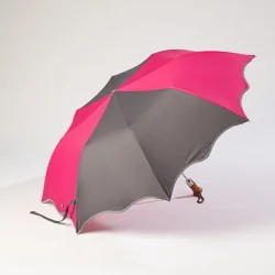 Automatic opening folding parasol Grey and Raspberry grey bias, sideways