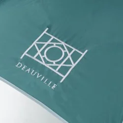 Deauville green folding umbrella with embroidered detail