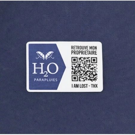 Navy blue folding umbrella with anti-loss system