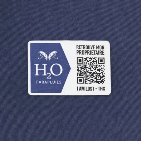 Parapluie Canne Bleu Marine gansé Italien, avec système anti-perte