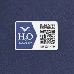 Navy blue walking umbrella with sailor-style trim and anti-loss system