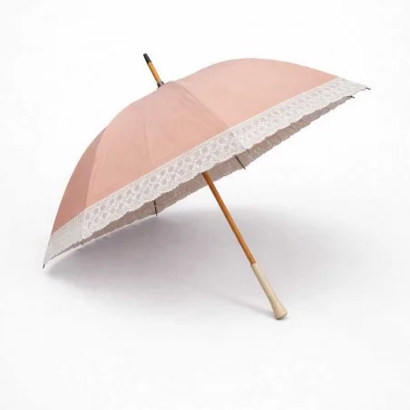 Rosa Sonnenschirm mit UV-Schutz und Spitze, Seitenansicht