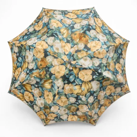 Baroque anti-UV parasol lined with mint fabric, front view