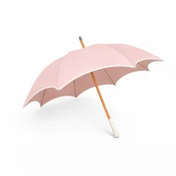 Chic pink parasol with beige trim and UV protection