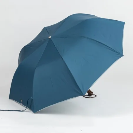 Parapluie Pliant Bleu Pétrole ouvert de coté